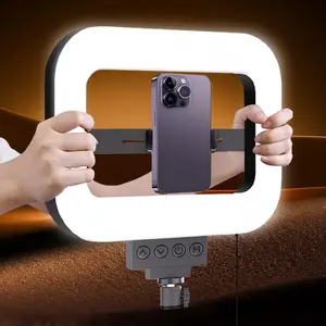 Square LED Light Panel with Phone Stand, Handheld & Mountable, Three Color Temperatures, Soft Fill Light, Ideal for Studio Video Shooting, Live Streaming, Makeup Lighting