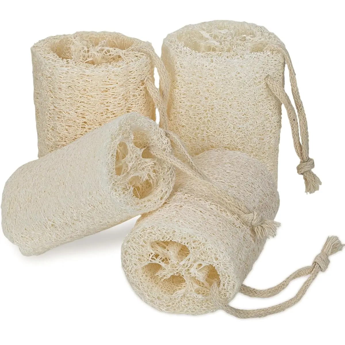 pisdoplop Natural Loofah Exfoliating Body Sponge Scrubber, 4 inch-Long Organic Loofa Luffa Plant-Based for Men & Women Skin Care Bath Shower Cleaning, Natural Sponges for Dishes