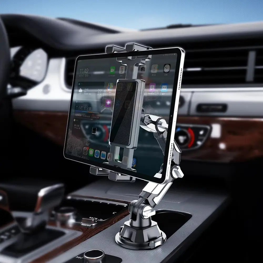 Car Cup Holder Tablet Mount for 4-13" Devices, Universal Truck Mount with Adjustable Arm, Compatible with iPad, iPhone, Samsung, Kindle, Cell Phone Car Holder, Smartphone Holders