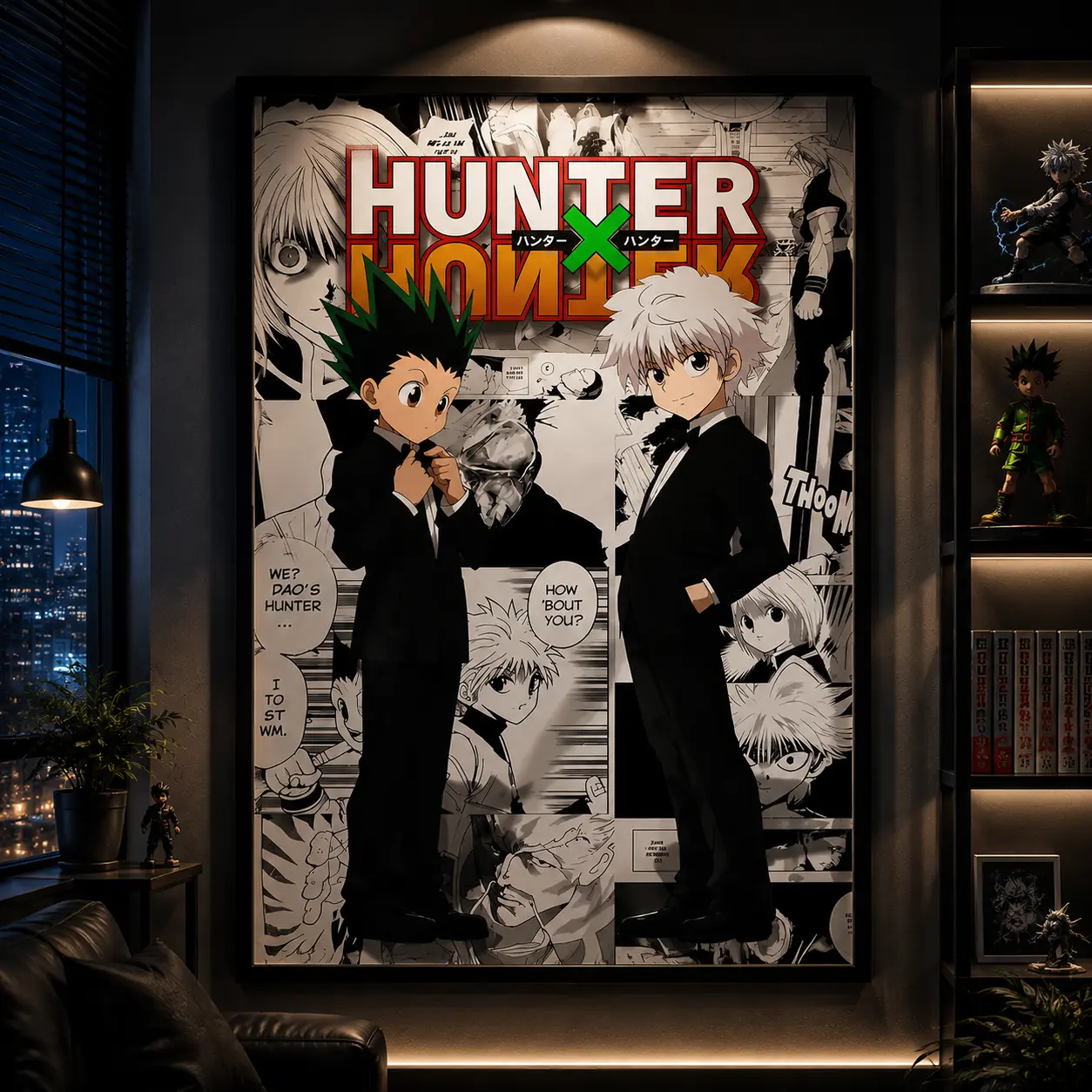 Hunter x Hunter Anime Poster - HxH Gon Killua Poster - Hisoka Leorio Manga Art Print, Hunter x Hunter Wall Art, Canvas Wall Art Print, Anime Room Decor for Bedroom Dorm Gaming Room Office, Manga Gift for Fans