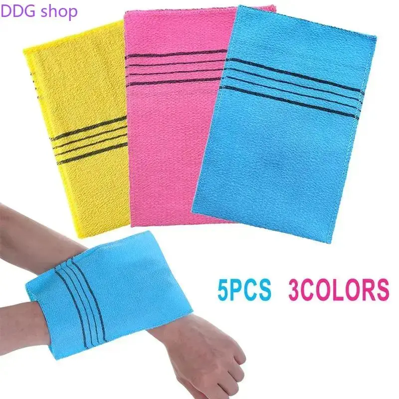 5pcs Korean Coarse-Grain Exfoliating Cotton Towels, Portable Bath Personal Accessories for Adults’ Deep Cleansing, Body Scrubbing & Smooth Healthy Skin