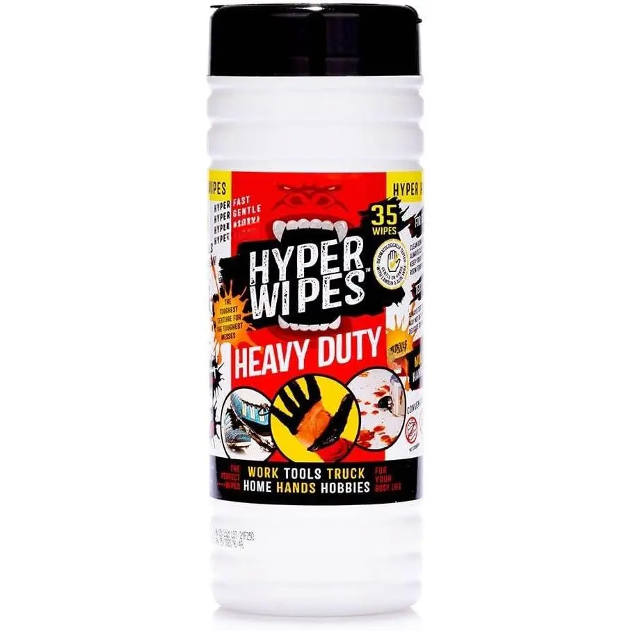 Hyper Wipes, 1 Pack Heavy Duty Hand & Tool ing Wipes, 8"x12" Multi-Surface ing Wipes, Degreasing,  Purpose er, Mechanic, Work Wipes, 35 Count Canister