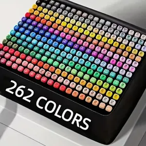 262 Color Dual-Ended Markers, Watercolor Pencil Brush, Multi-Color Matching, Thin Square Tip, Art Supplies, Professional Use