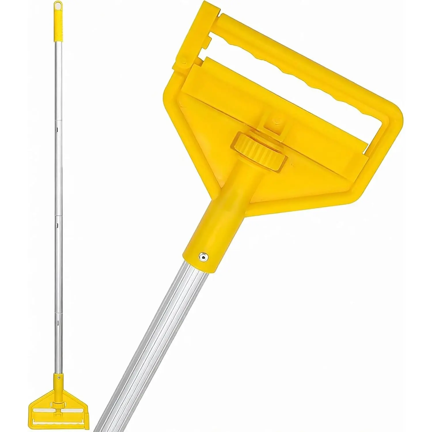 60" Heavy Duty Commercial Mop Handle, Industrial Mop Stick Wet Mop Head Replacement Holder for Professional Industrial Floor Cleaning, Yellow
