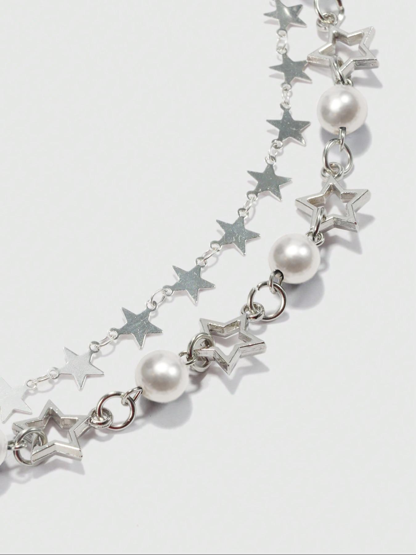Star & Faux Pearl Decor Pendant, Chains Jewelry, Elegant Beaded Necklace for Party, Daily Decor, Trendy All-match & Exquisite Jewelry for Birthday Gift for Fall 2024, Fashionable Accessory Star & Faux Pearl Decor Pendant, Chains Jewelry, Elegant Beaded Necklace for Party, Daily Decor, Trendy All-match & Exquisite Jewelry for Birthday Gift for Fall 2024, Fashionable Accessory