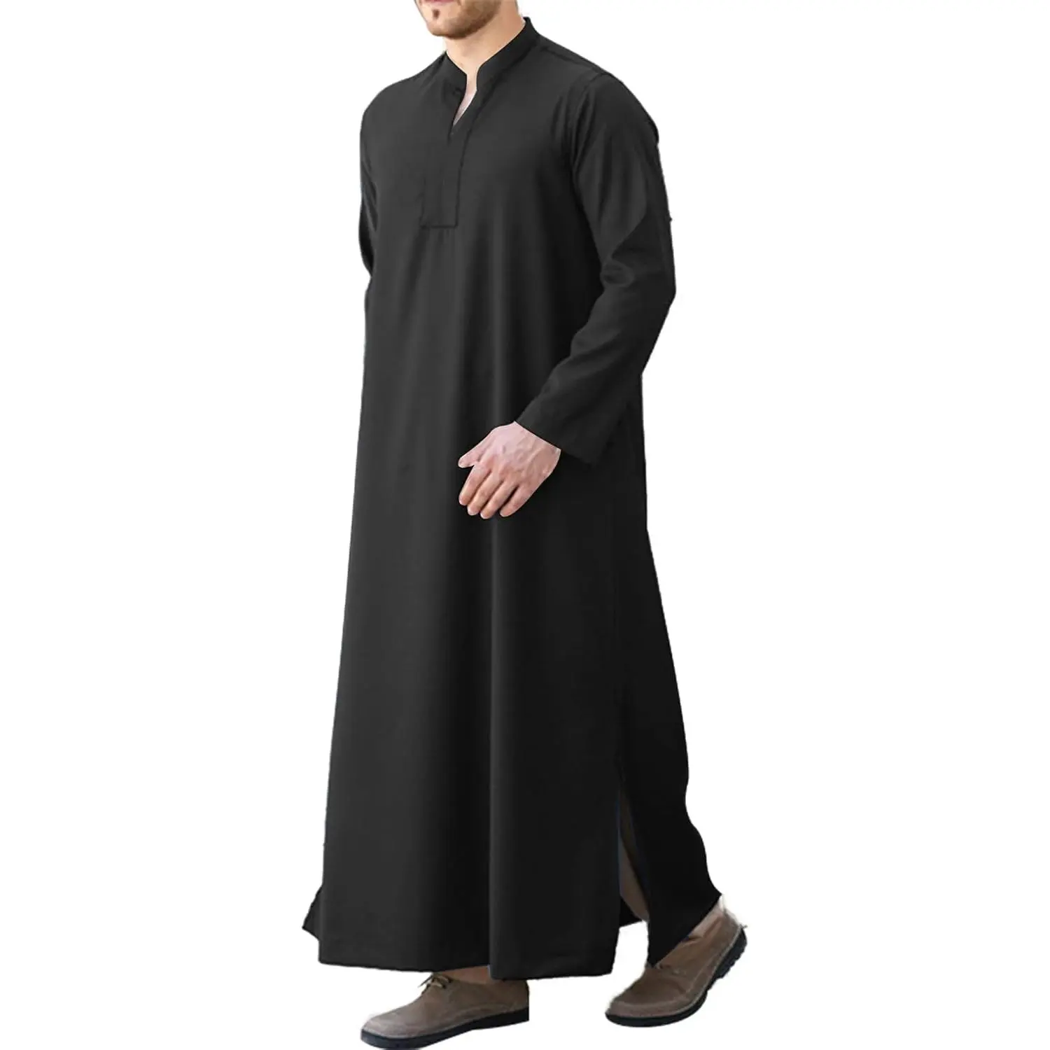 LVCBL Kaftan Thobe for Men Big And Tall Muslim Robe Mens Long Sleeve Caftan