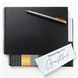 Graduation Party Guest Book Black Blank Pages for Polaroid Pictures Spiral Hardcover Reusable Guestbook for Wedding, Funeral, Birthday, Bridal Shower, Baby Shower, Vacation House Messages