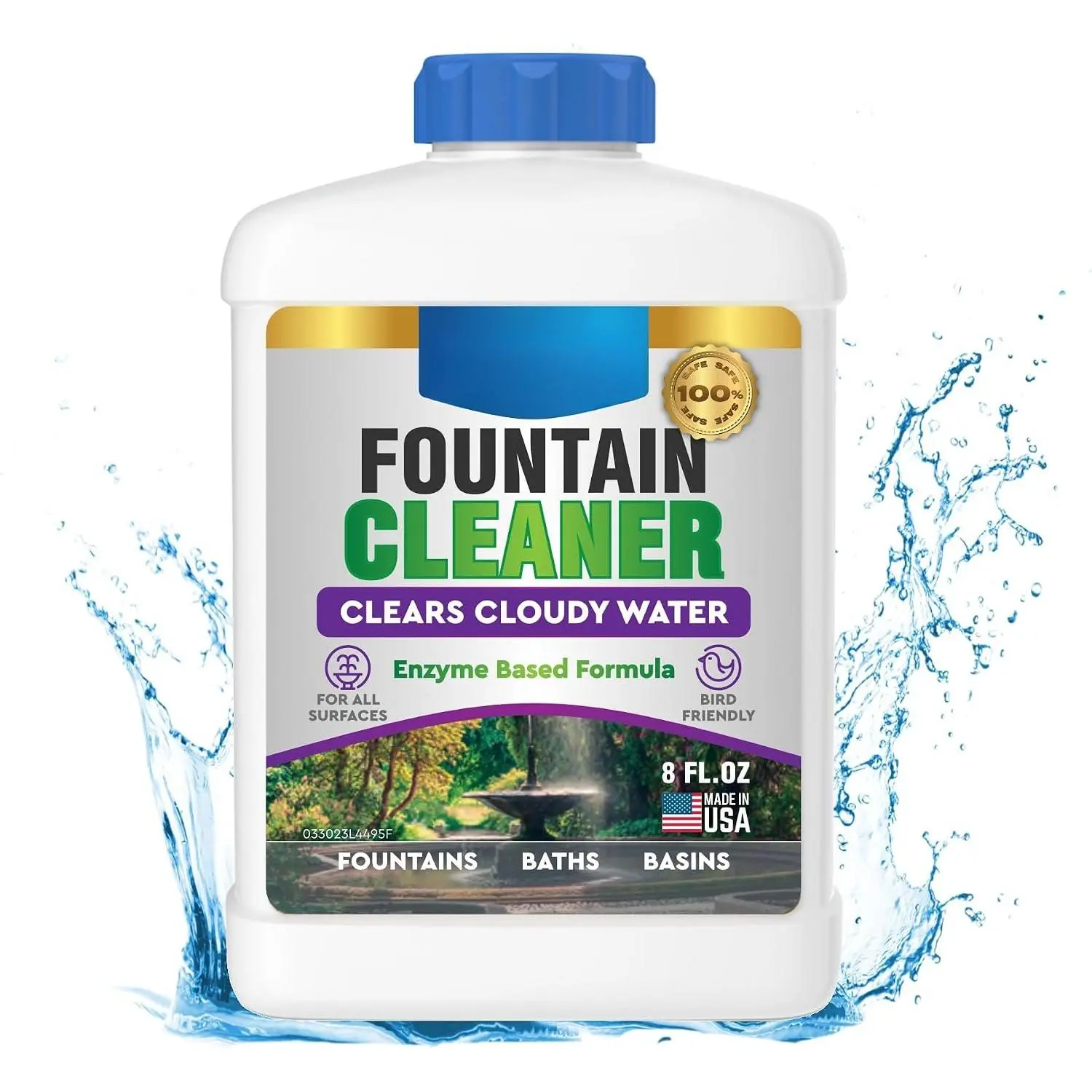 Fountain Cleaner and Clarifier for Outdoor and Indoor Fountains – Safe for Plastic, Metal, Glass and Stone (8oz)