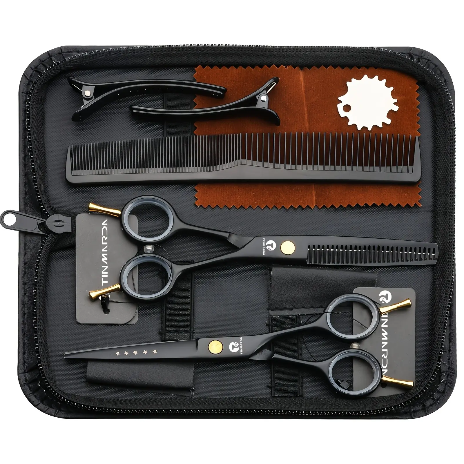 Haircut Scissors Set, Stainless, Dual Tail Design, Right and Left Hand Use, Professional Barber, Home Haircut, Comb and Clip Accessories Included, Hair Cutting Kits