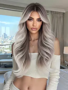 High-Quality Fiber Wig, 22 Inches Long Wavy Layered Hair, Soft Touch, Realistic Part, Women's Volume Enhancer