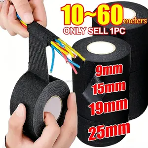 1-Roll Pack Multi-Spec 10m Heat-Resistant, High Temperature Resistant Flocked Cloth Tape | Professional Grade Automotive Sound Insulation, Wear-Resistant, Noise-Proof, Shock-Proof, Flame-Retardant, Automotive Wire Harness Organizing & Protection