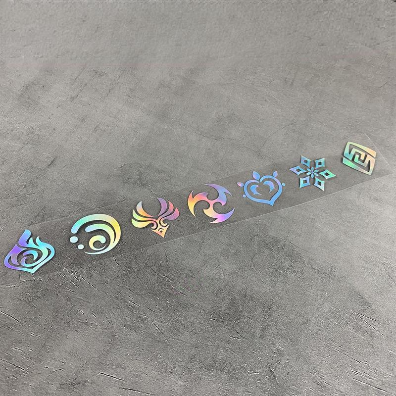 Genshin Impact 7 Element Laser Stickers DIY Decals Sticker For Computer Luggage Skateboard Motorcycle Toys