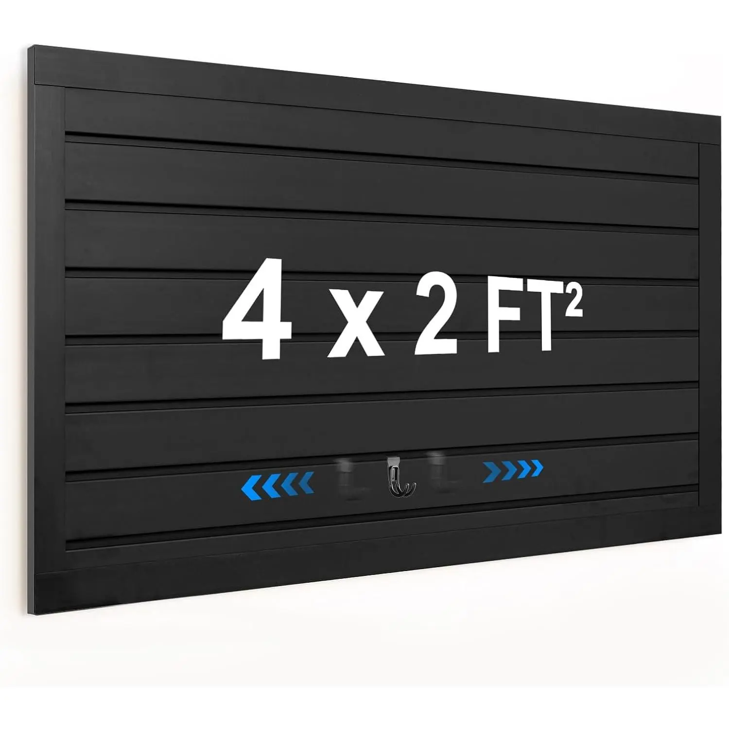 PVC Slat Wall Paneling 4x2 Ft², Adjustable Slatwall Panels System, Black | Slatted Wall Panel with Customizable Storage DIY  & Easy-to-Install Slatwall Board Shelves with Coupling Structure
