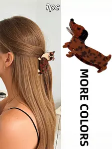Cute Cartoon Animal Acrylic Hair Clip for Women, Sausage Dog, Corgi, Puppy Shape, Ponytail Holder, Fashion Hair Accessory, Hair Claws, Fun Claw Clips, Cute Hair Accessories, Super Cute Clips