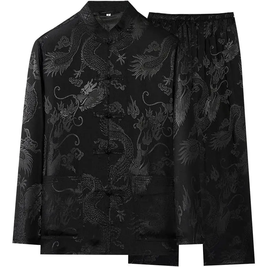 Men Kung Fu Uniform Shirt Pants Suit Chinese Traditional Tang Hanfu Martial Arts Wing Chun Tai Chi Training Clothing