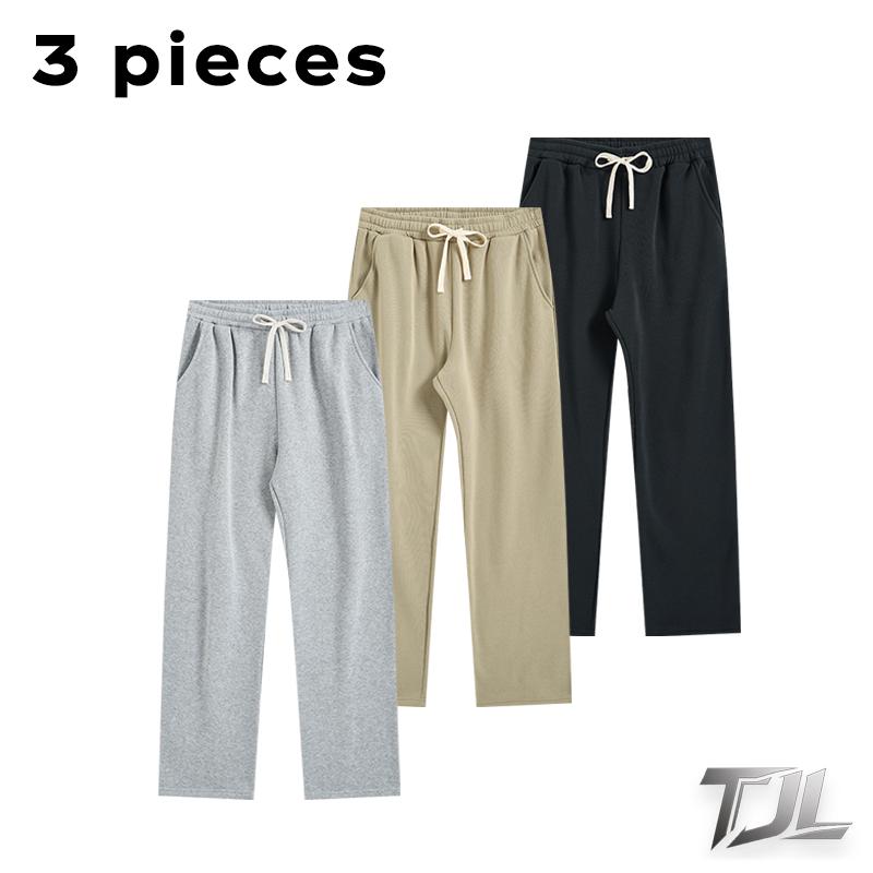 TJL Men's Regular Fit Solid Drawstring Waist Sweatpants, Casual Pocket Design Pants for Fall & Winter, Men's Trousers for Daily Wear, Yoga Training Pants, Casual Sports Pants solid drawstring waist sweatpants