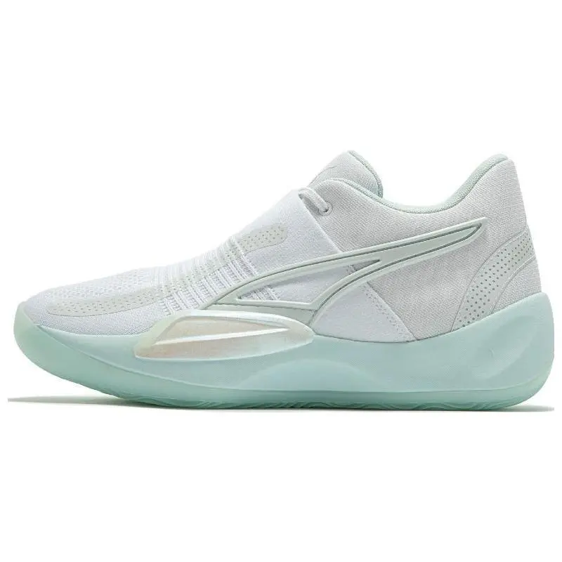 PUMA Rise Nitro Ice Round Toe Lace-Up Fabric Non-Slip Wear-Resistant Low-Top Basketball Shoes 377592-01