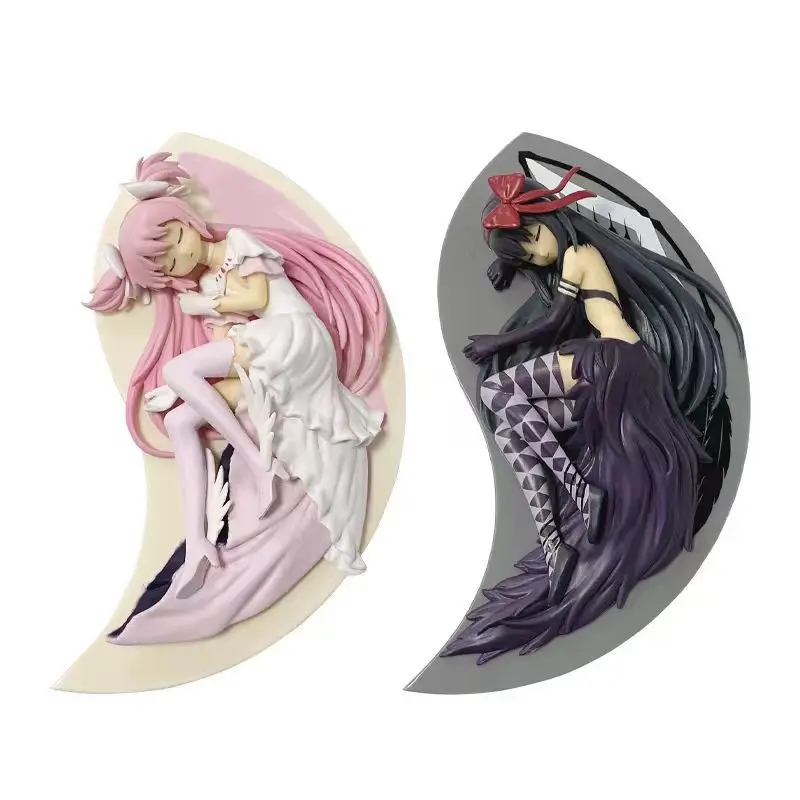 Magic Girl Madoka Lying Pose Figure, Anime Character Statue, Homura Akemi Devil Form Open Eye Closed Eye Handmade Collectible Model, Anime Merchandise Decorative Item