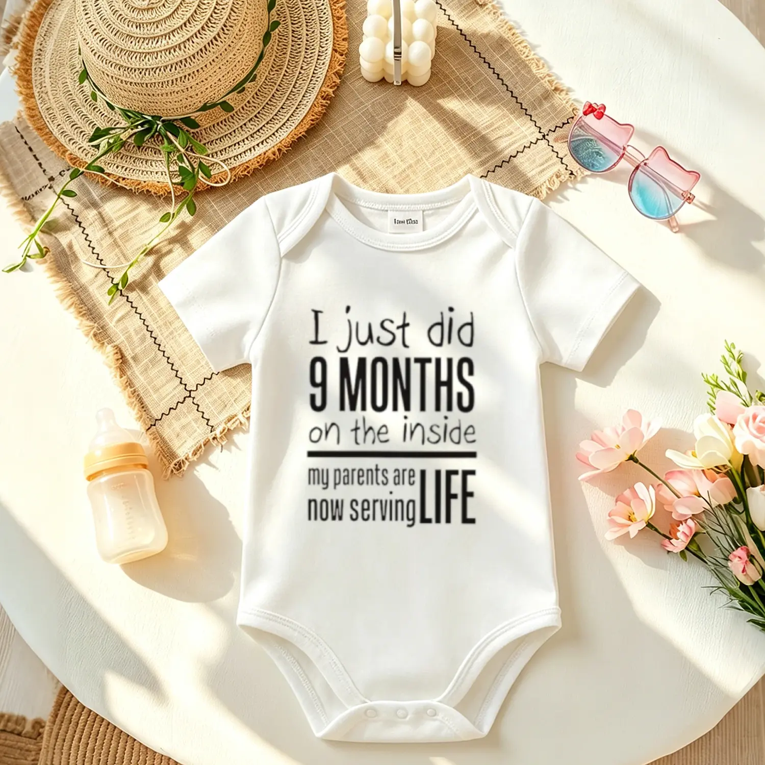 Funny I Just Did 9 Months On The Inside Baby Onesie, Soft Cotton Newborn Bodysuit, Cute Unisex Short Sleeve Infant Romper, Baby Shower Gift, Snap, Unisex Names, Holiday