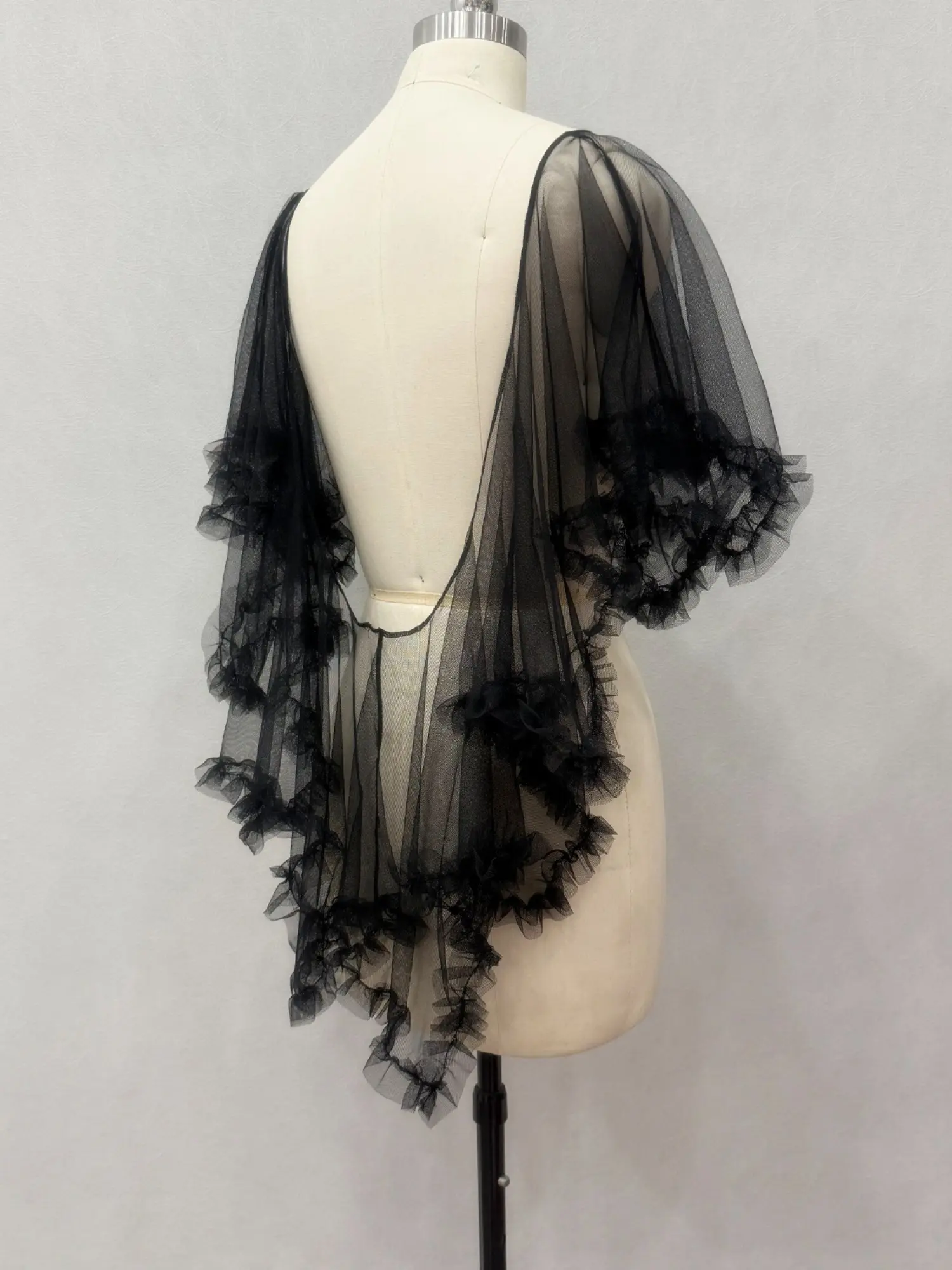 European and American Retro Elegant Bride Mesh Shawl, Pleated Style 3D Flower Wedding Dress Accessory, Vintage Bridal Fashion