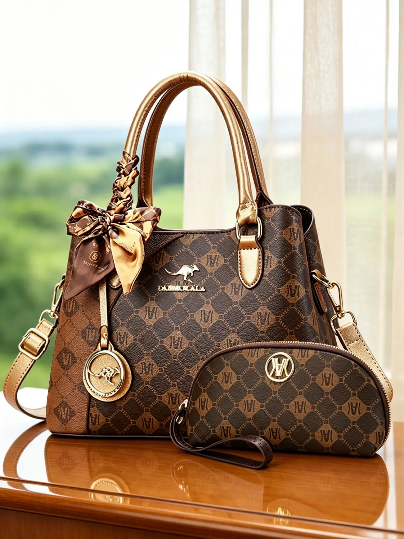 2-piece women's bag set, light luxury women's handbags with letter print, fashion color-blocked women's top-handle bags, large-capacity women's crossbody and shoulder bags, suitable for various occasions