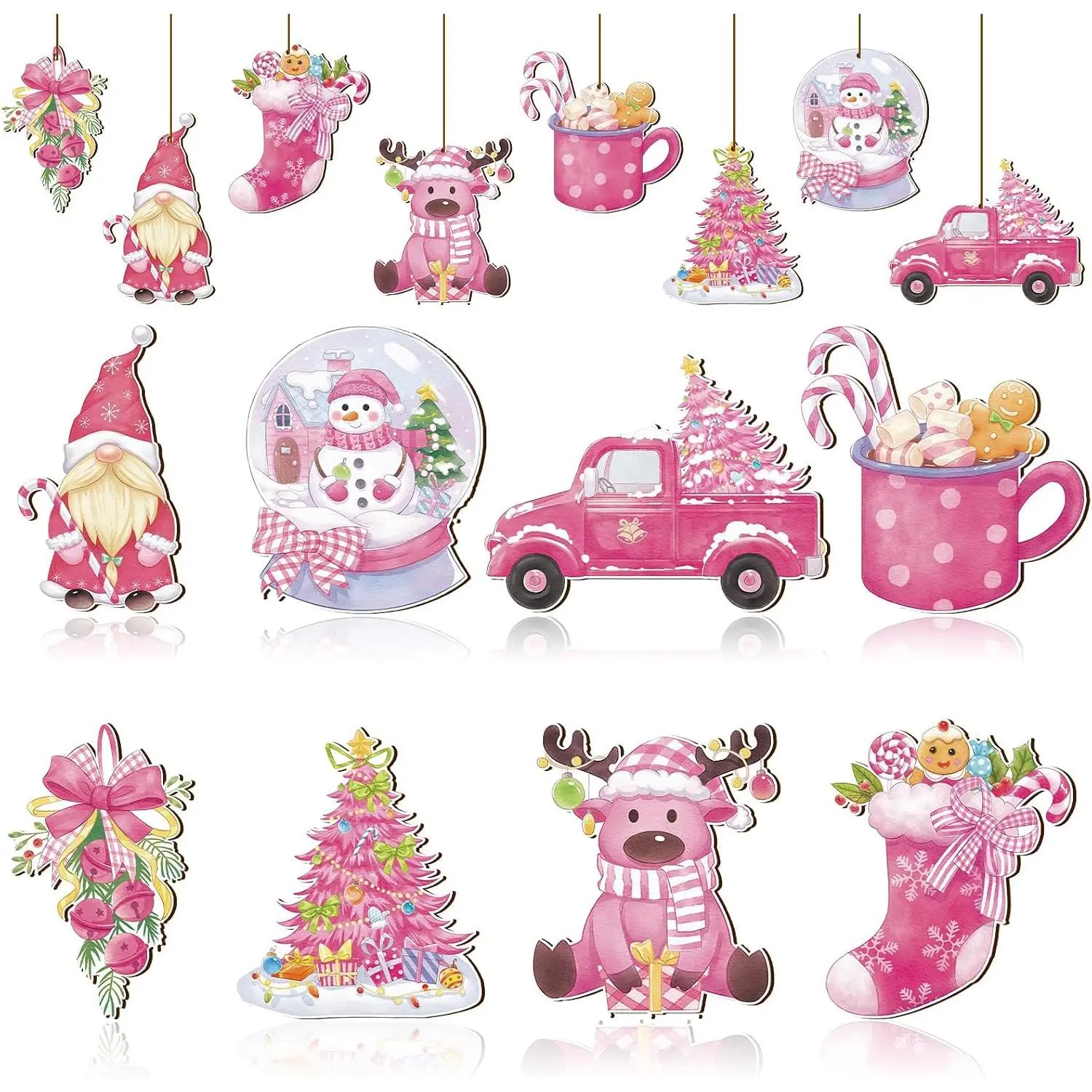 24 count   Christmas Ornaments, Tree  Decoration | Wooden Signs,  Christmas Tree  Ornament,  Xmas Tree , Snow Globe, Hot Cocoa  Decoration