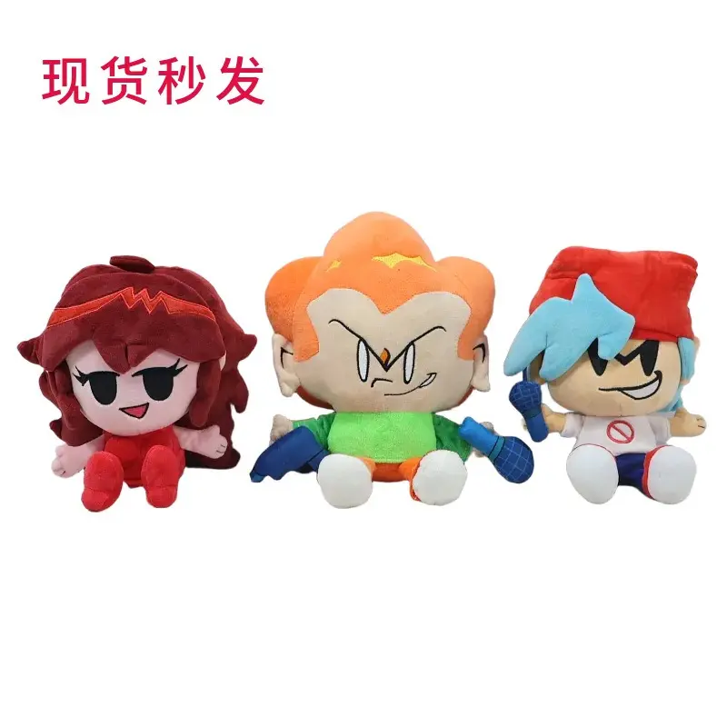3-Pack Friday Night Funkin Soft Cotton Chibi Cutie Plush Doll Set - FNF Trio Merch, Music Game Character Stuffed Toys (Boyfriend, Girlfriend, Pico) with Microphone Prop, Unisex Ornament Gift for Ages 6+ Kids, Cross-Border Wholesale Party Favor