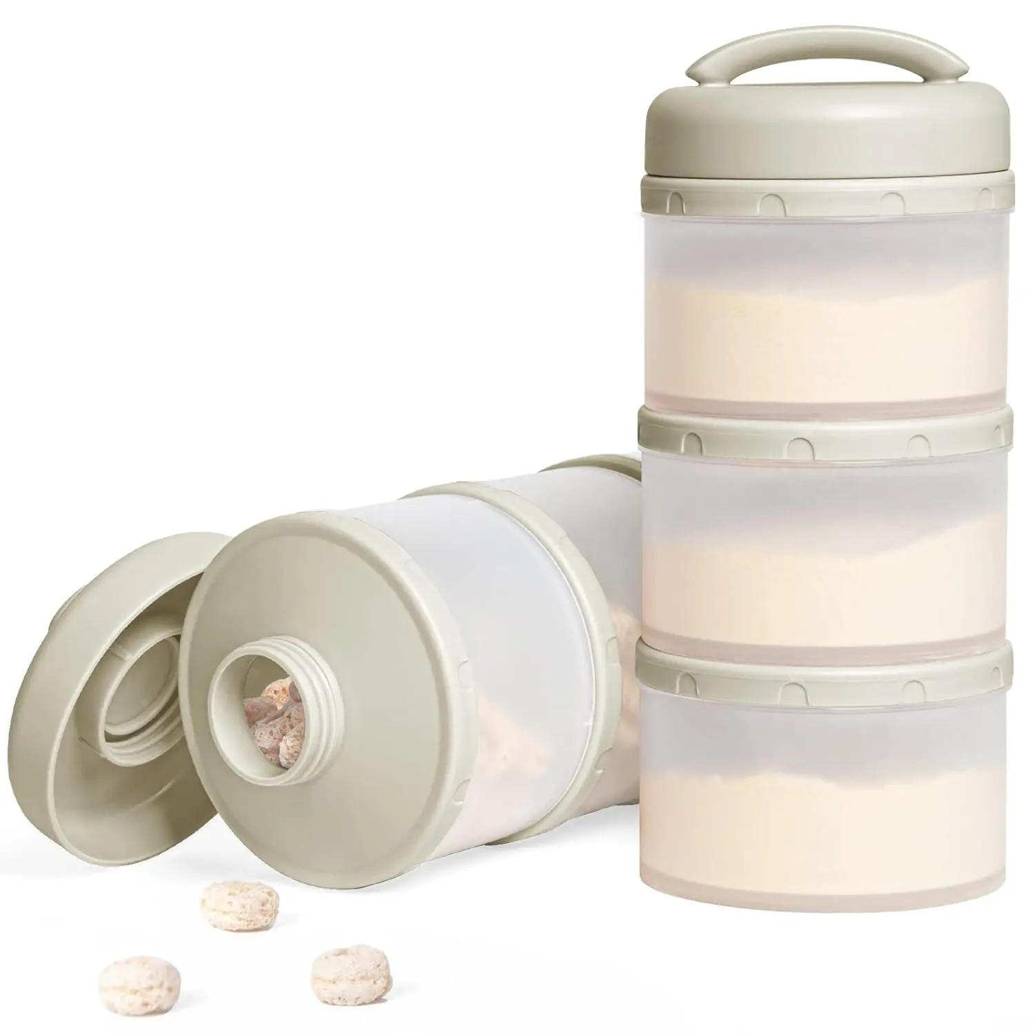 Baby Formula Dispenser - 2-Pack Compact Solid Stackable Portable Milk Powder Storage Container, Warm Grey, Unisex