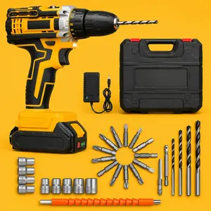 21V Cordless Drill Driver Kit, 45Nm Max Torque Power Drill with 2 Batteries & Fast Charger, 25+1 Clutch, 3/8" Keyless Chuck, 29Pcs Accessories, Electric Drill for Home DIY & Repair Projects