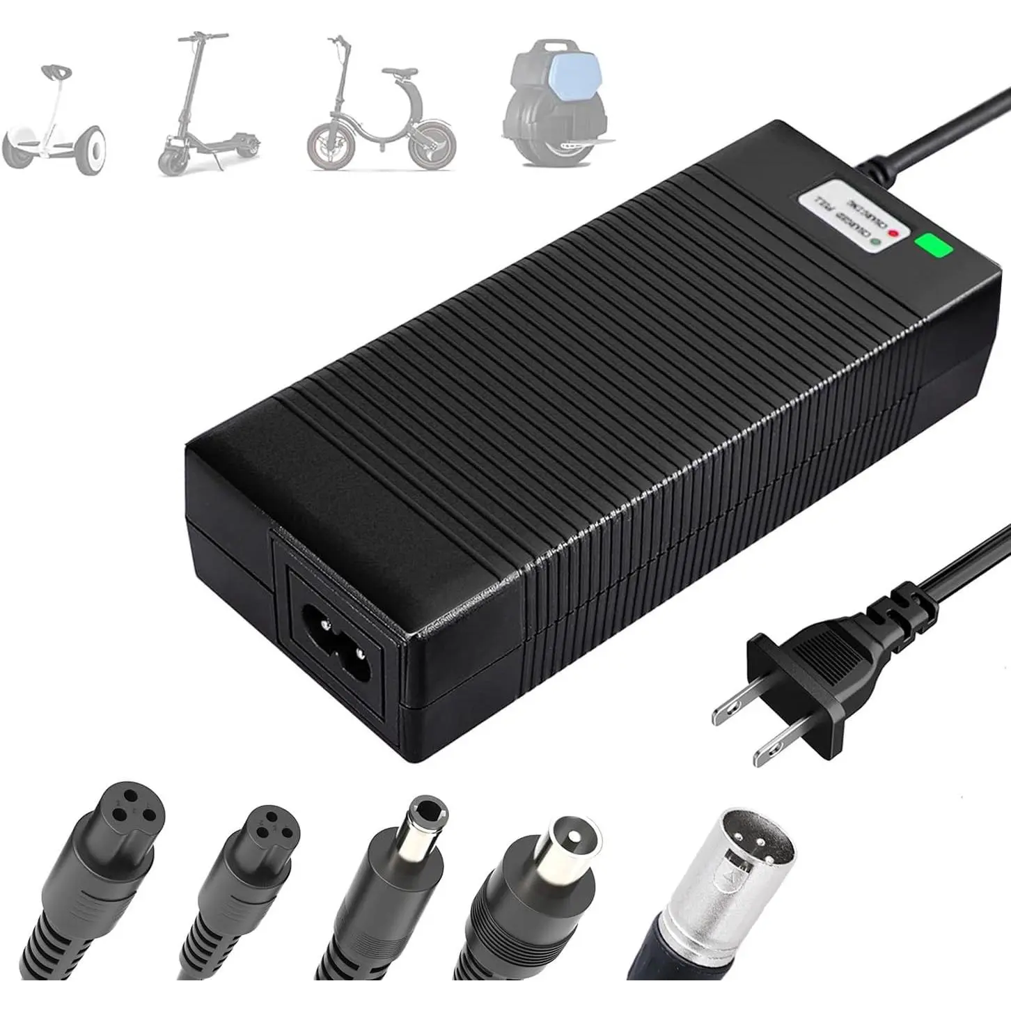 UL Certified 42V 2A Fast Charger with 5 Type Plugs for 36V Lithium Batteries- Compatible with Pocket Mod, Sports Mod, Electric Scooters
