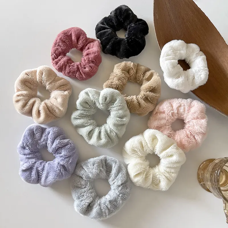 Scrunchies Fluffy Bobbles Hair Elastic Ponytail Holder Soft for Women Girls 10 Random  candy   Colors Free Gift bulk tie hair tie head piece