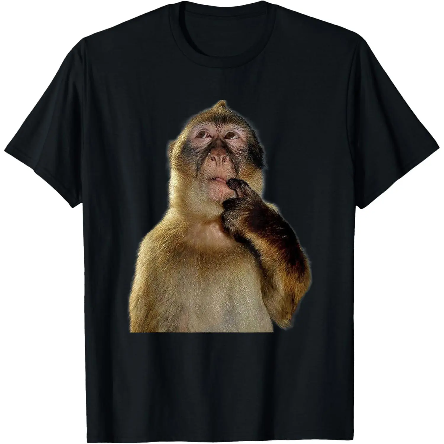 Thinking Monkey Meme Graphic T-Shirt Crewneck Man, Tshirt, Top, Shortsleeve, Breathable, Fabric, Menswear, Round Neck, Casual, Classic, Cotton, Meme Shirts Funny, Relaxed Fit, Unisex Wear, Reinforced Stitch