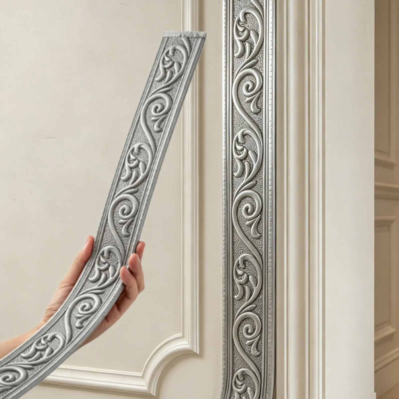 1roll 3D Crown-Shaped Flexible Foam Wall Decor, Self-Adhesive Peel-and-Stick Baseboards & Removable Wallpaper Borders