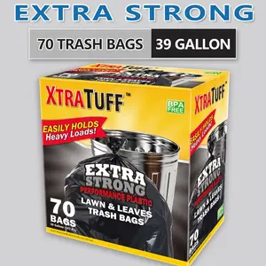 Disposable Garbage Bags, 70-Piece Boxed Set, 39 Gal Puncture-Tear Resistant Leak-Proof Trash Bags, Durable Multipurpose Home Care Supplies for Industrial, Home Use