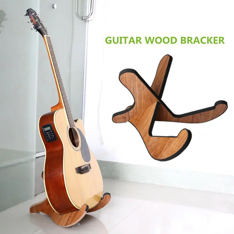 Universal Wooden Guitar Stand Rack, X-Type Portable String Instrument Holder with Soft Rubber, Fits Acoustic, Electric, Classical Guitars, Bass, Violin, Etc