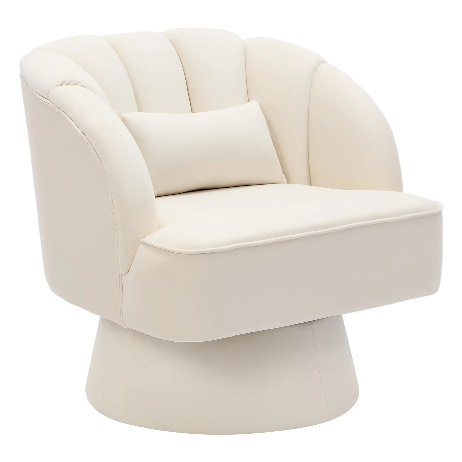 Modern 360° Swivel Velvet Barrel Accent Armchair – Striped Backrest & Plush Padding, Comfy Round Lounge Chair for Living Room, Bedroom, Reading Nook