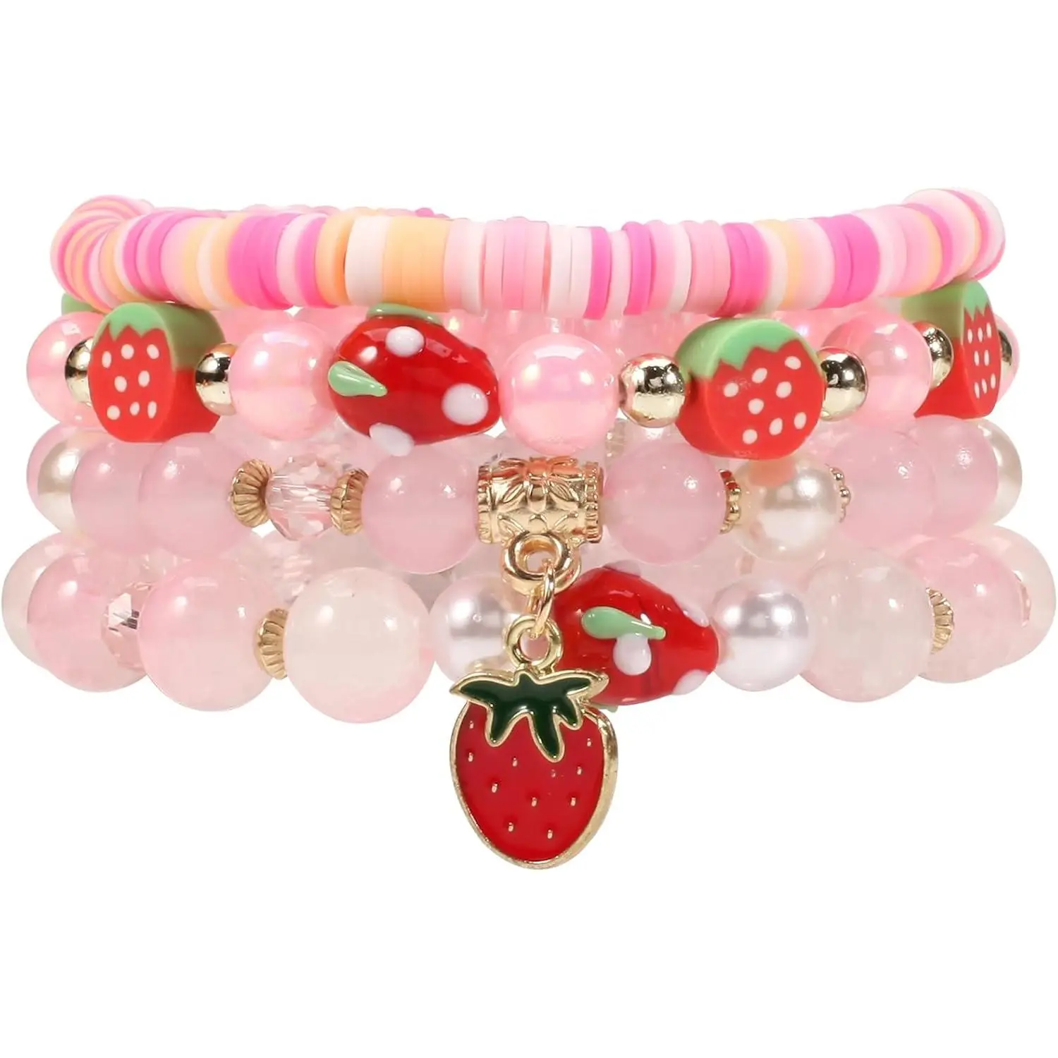 Strawberry Bead Bracelets for Women  Heishi Bracelet Colorful Stackable Stretchy Boho  Bracelets