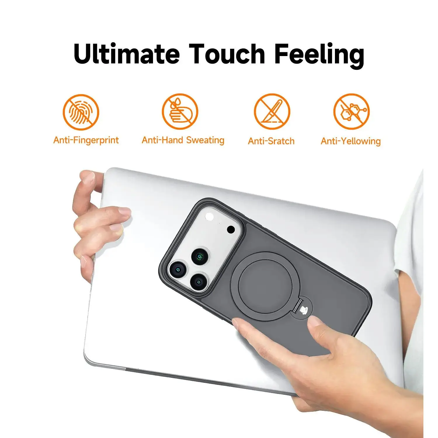 Summerwins Rotating Magnetic Stand Smartphone Casing - Handheld Protection for iPhone and Samsung Devices, Cover