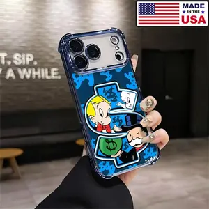 Monopoly Richie Rich Money Graffiti Cartoon Streetwear Aesthetic Custom Smartphone Case, Soft Silicon TPU Shockproof Protection Cover for iPhone 17/16/15/14/13/12 Plus Pro Max & Samsung 22/23/24/25 Ultra Mobile Accessories