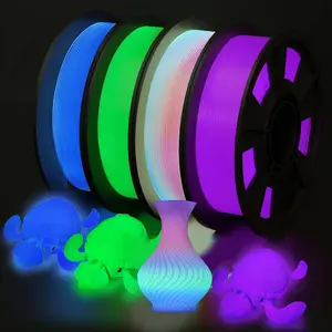 3D Printer Filament Bundle, Glow in The Dark Filament Multicolor, Green, Blue, Purple and Rainbow, PLA Filament 1.75 mm, Dimensional Accuracy +/- 0.03 mm, 250g X 4 Pack