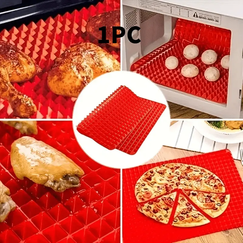 1 piece, 3D silicone baking mat, red pyramid non-stick cooking mat, suitable for microwave ovens, kitchenware, cake mats, barbecue mats, baking supplies