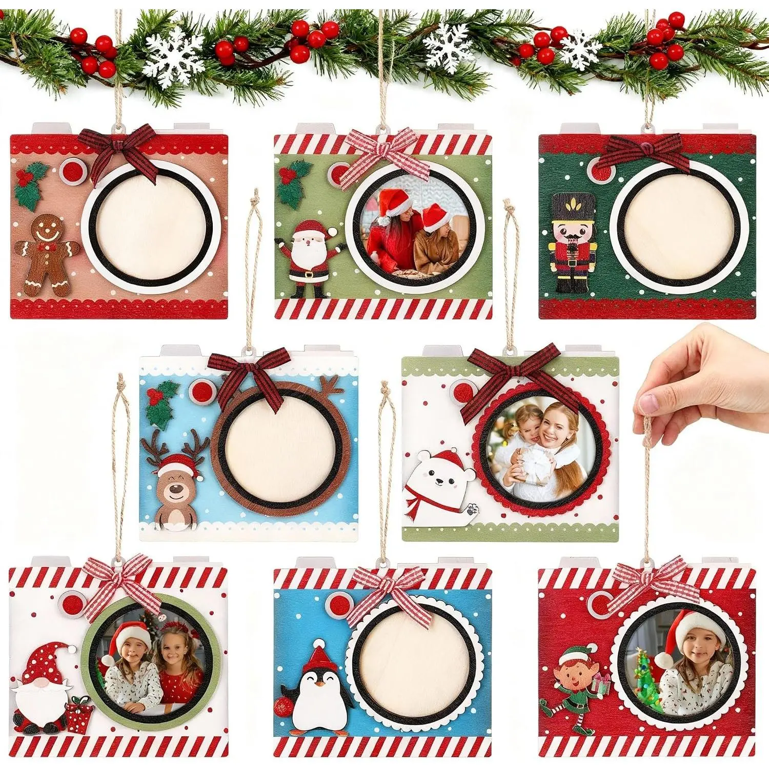 8 count Camera Christmas Tree Ornament Family  Photo Holder Camera Photo Frame Ornaments Photographer Traveler Tourist Travel Photography Lover