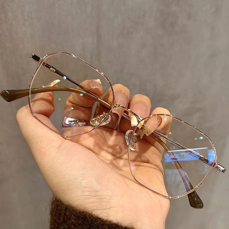 Women's Unisex Square Thin Profile Lightweight Metal Frame Eyeglasses, Custom Lens Optical Frames for Daily Office & Casual Wear, Glasses For Women, Women Glasses & Eyewear Accessories