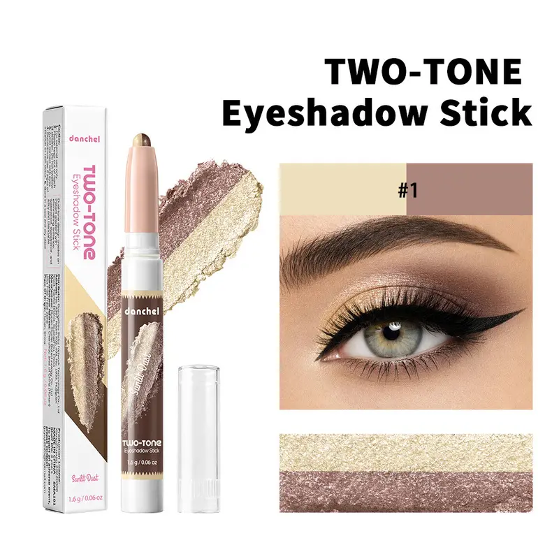 danchel Two-tone Gradient Eyeshadow Stick, Silky Cream Shimmer Texture Create Gradient Eye Makeup In One Swipe, Waterproof Sweatproof Long Lasting No Creasing, 6 Trendy Shades Fit All Skin Tones Lazy Twist-up Eye Shadow Pen