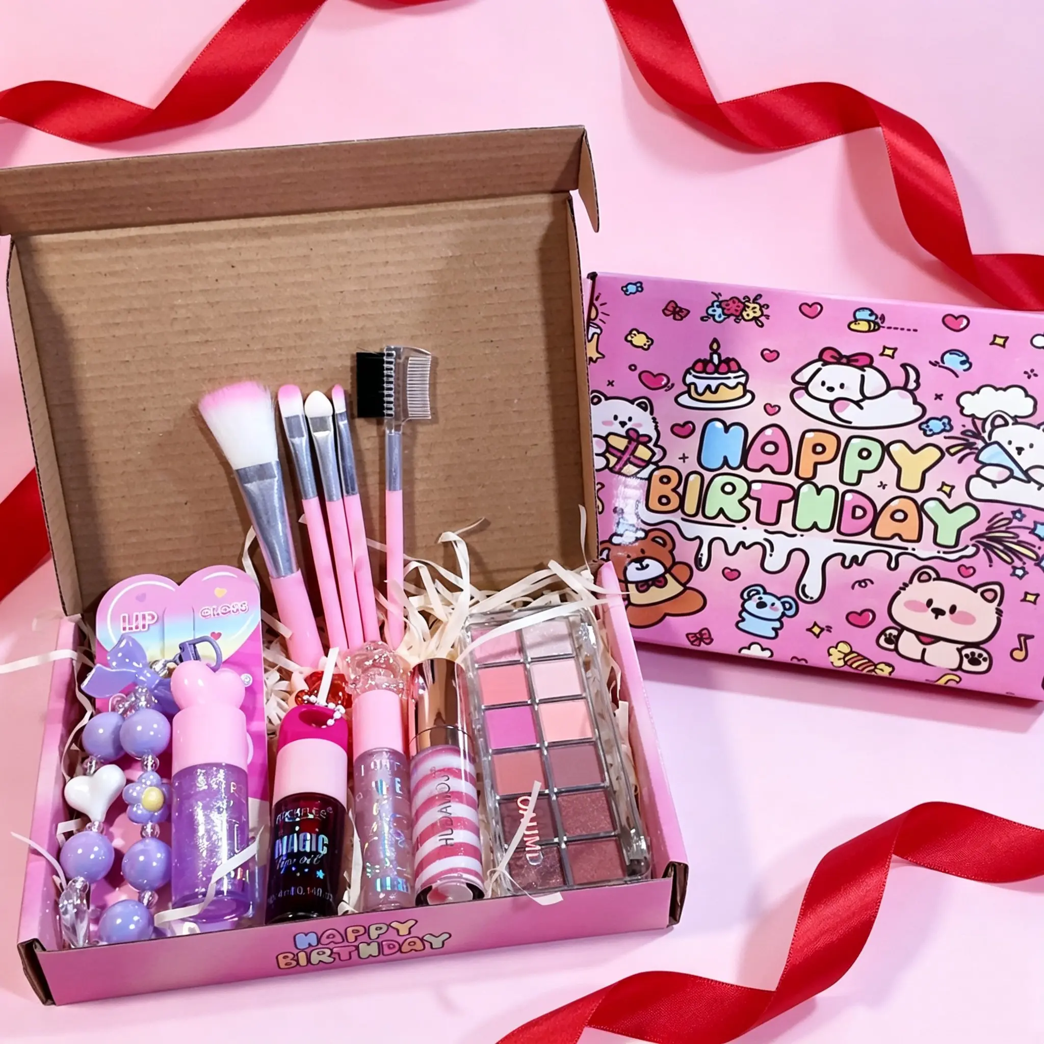 New High-Profile Cartoon Graffiti Makeup Organizer Box 10pcs, Birthday Makeup Gift Set, Includes Eyeshadow Palette, Brush Set, Lip Glosses, Makeup Kit Set, Beauty Sets