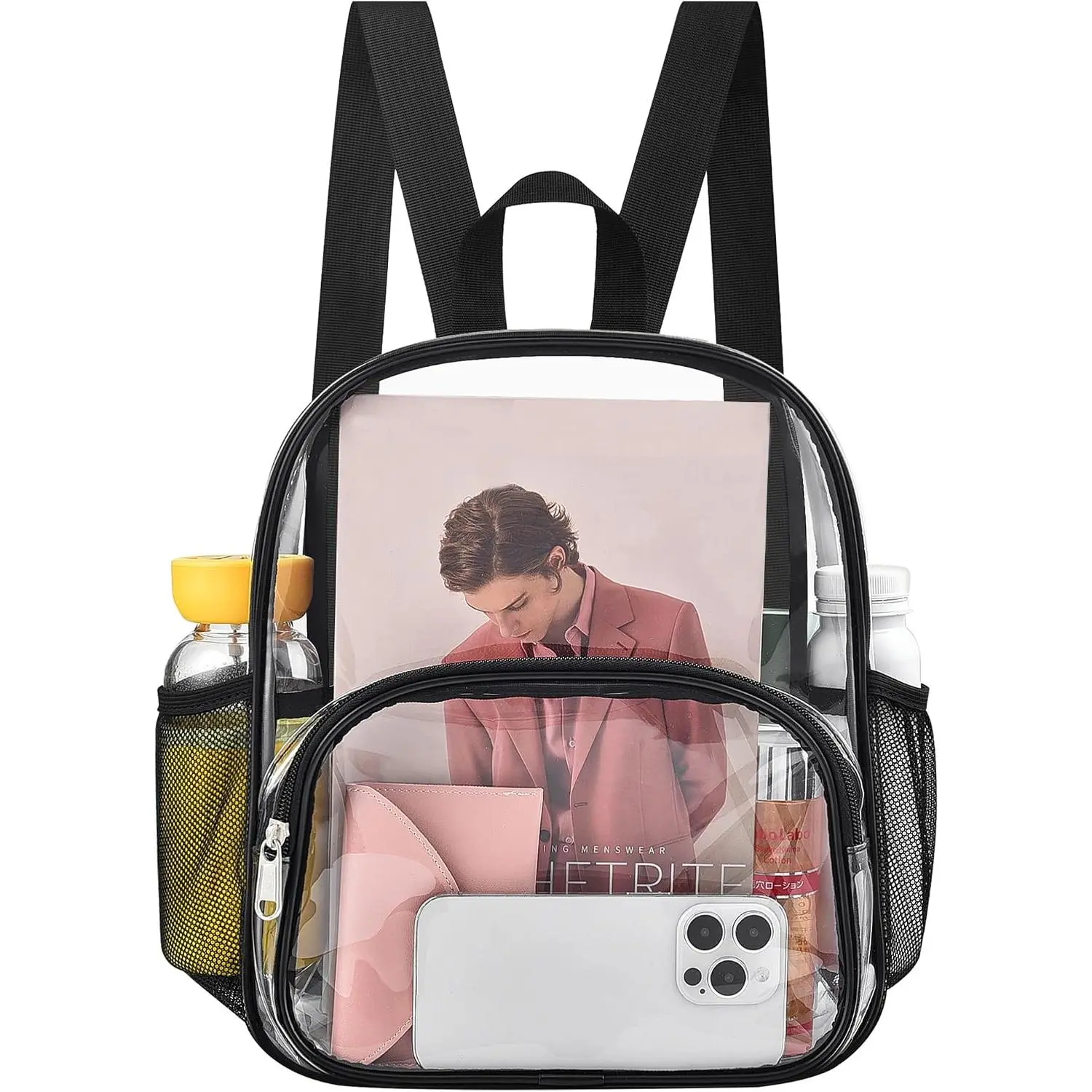 Clear Backpack for Stadium Events Stadium Approved Fashion Women Backpack | 12x12x6 Clear Bag with Front Pocket Heavy Duty 0.4MM PVC Terarent Backpack for Concert Events Work Travel