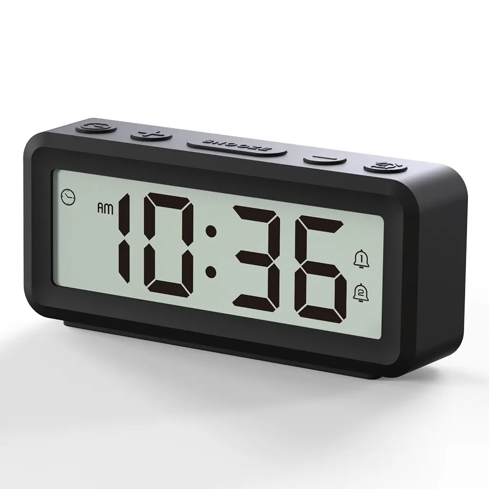 Simple Multi-Function Student Wake-Up Alarm, Silent Clock for Dormitory Bedroom Outdoor, Mini Electronic Clock with Temperature Humidity Date Display, Digital Alarm Clock, LCD Dual Alarm Desk Clock