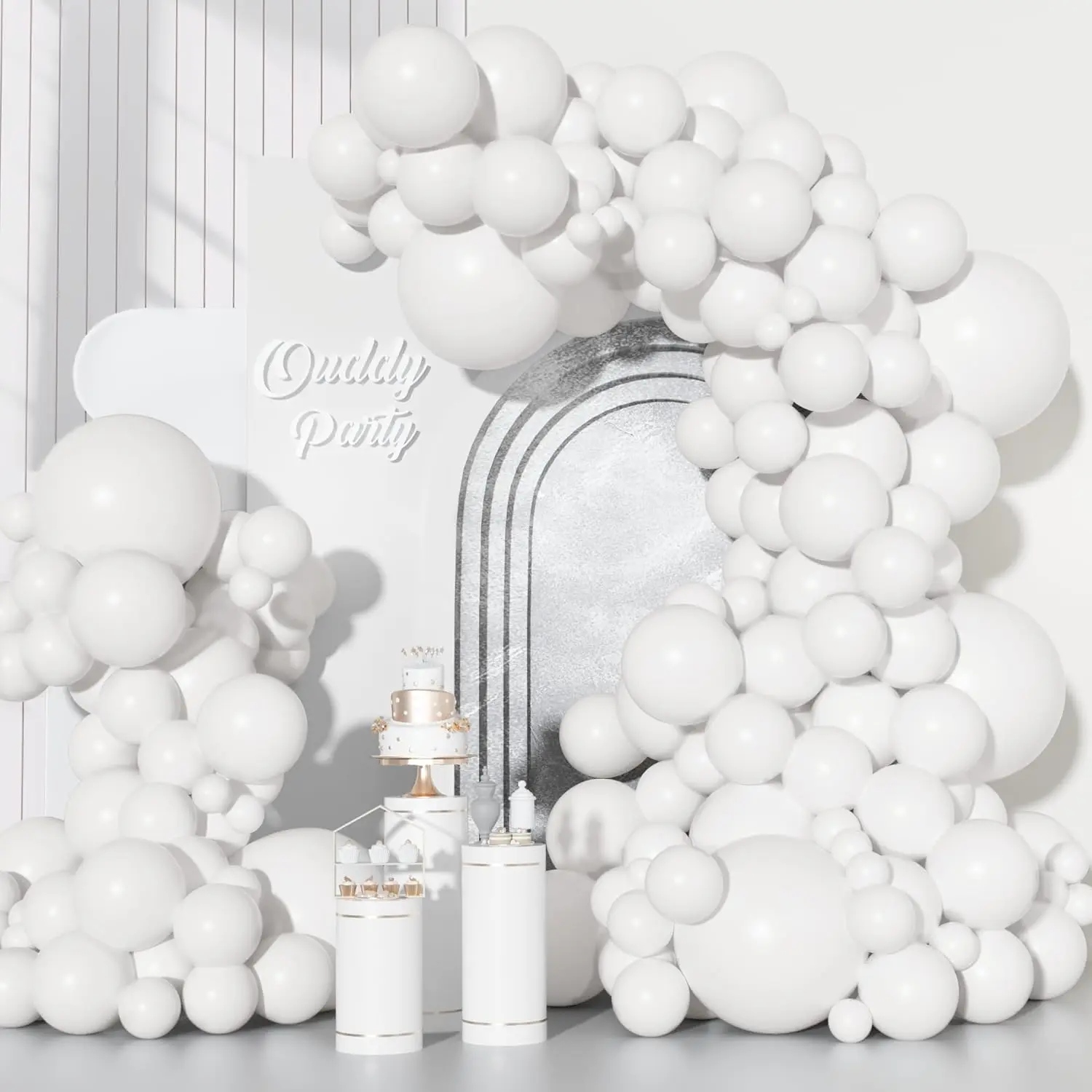 129Pcs White Balloons Different Sizes 18 12 10 5 Inch, 6Pcs 18” Matte White Balloon Arch Garland Kit, Latex Balloons for Birthday Shower Wedding Anniversary Holiday Decorations