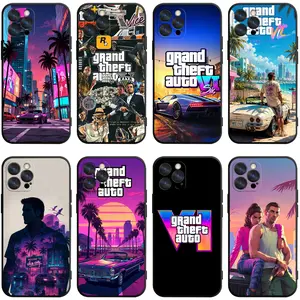 Retro Vice City GTA 6 Smartphone Case, TPU Shell for iPhone 17 Air/16 Pro Max/15/14 Plus/13/12/11, Cool Gaming Accessory for Grand Theft Auto VI Handheld/Cellphone Devices Collectors
