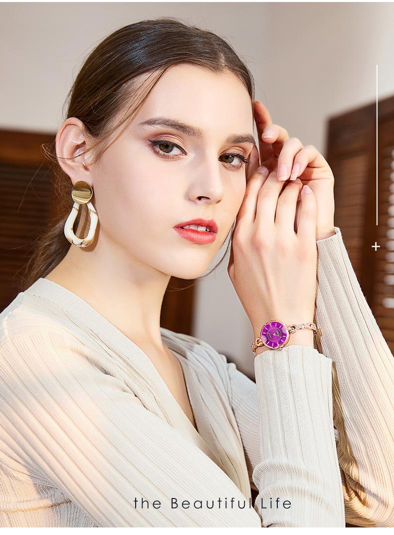 Women's Luxury Rose Gold Bangle Quartz Watch - Blue Dial with Crystal Accents, Jewelry Clasp, Water Resistant, Elegant Casual Wristwatch for Students, Perfect Gift for HerLadies'